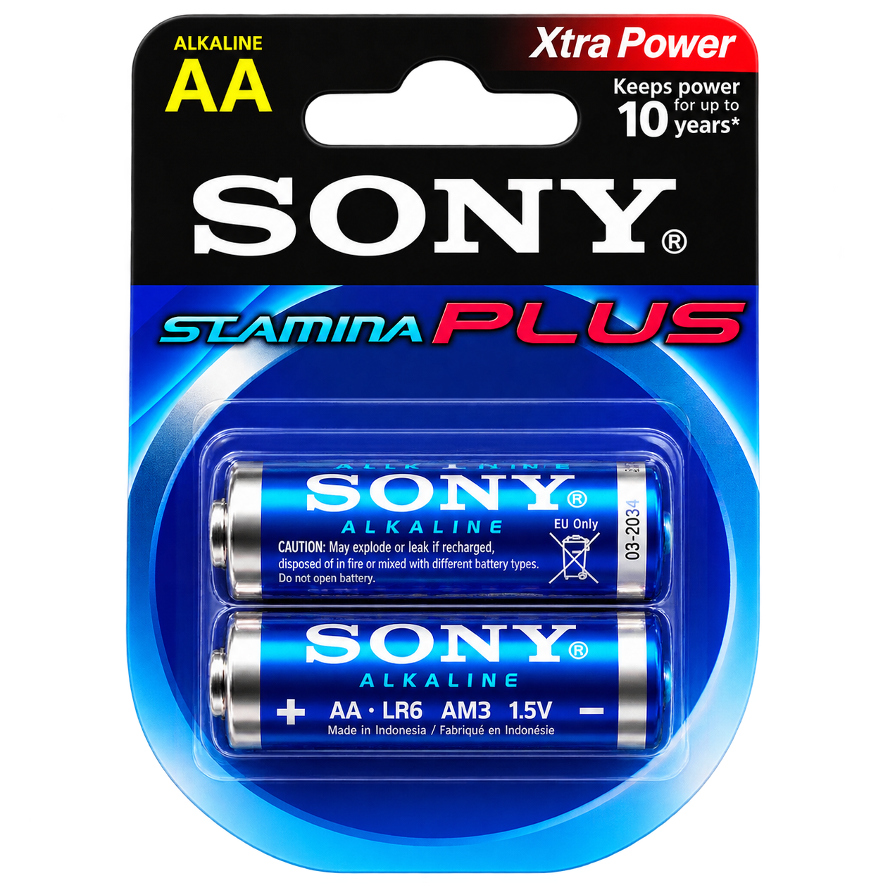 باتری قلمی سونی آلکالاین 1.5 ولت مدل Stamina Plus بسته 2 عددی