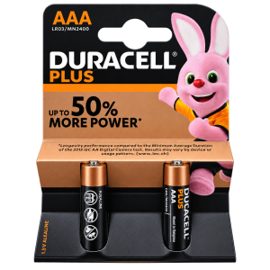 باتری نیم قلمی دوراسل Plus آلکالاین AAA 1.5 ولت بسته 2 عددی