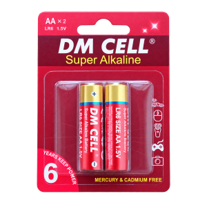 باتری قلمی DM CELL سوپر آلکالاین 1.5 ولت LR6 بسته 2 عددی
